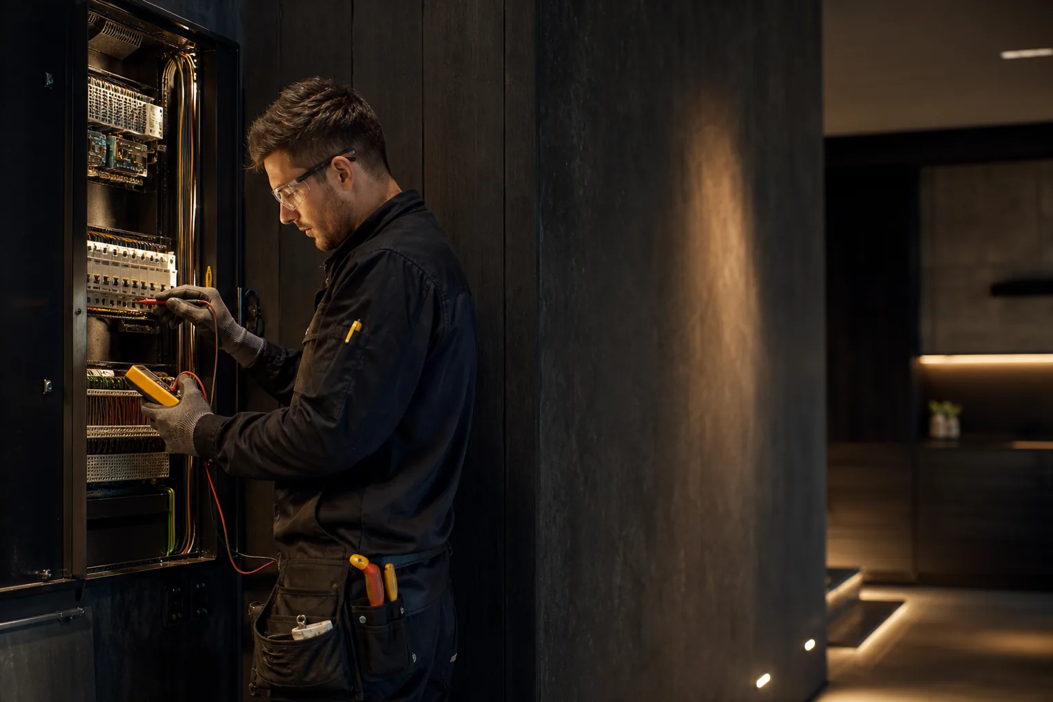 Installatiewerk aan een gebouw