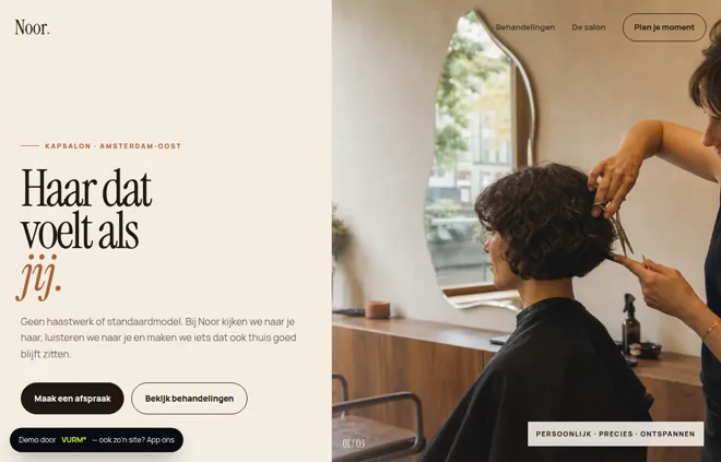 Voorbeeldwebsite voor een kapsalon